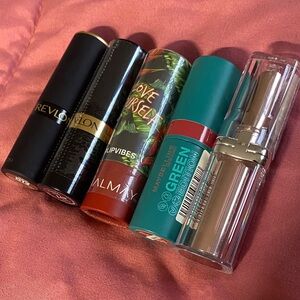 5 Lipsticks Bundle | Black Cherry, Red, Pink | Revlon Almay Maybelline L’Oréal